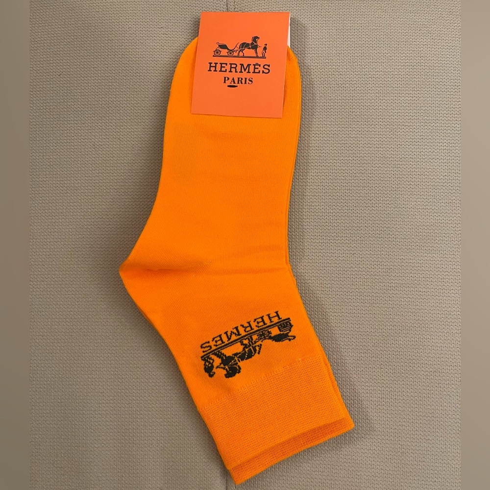 Vibrant Equestrian Graphic Cotton Blend Socks – Bold Orange - Picture 3 of 3